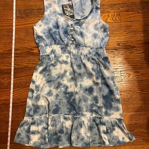 Light blue and white marble/Denim tank dress